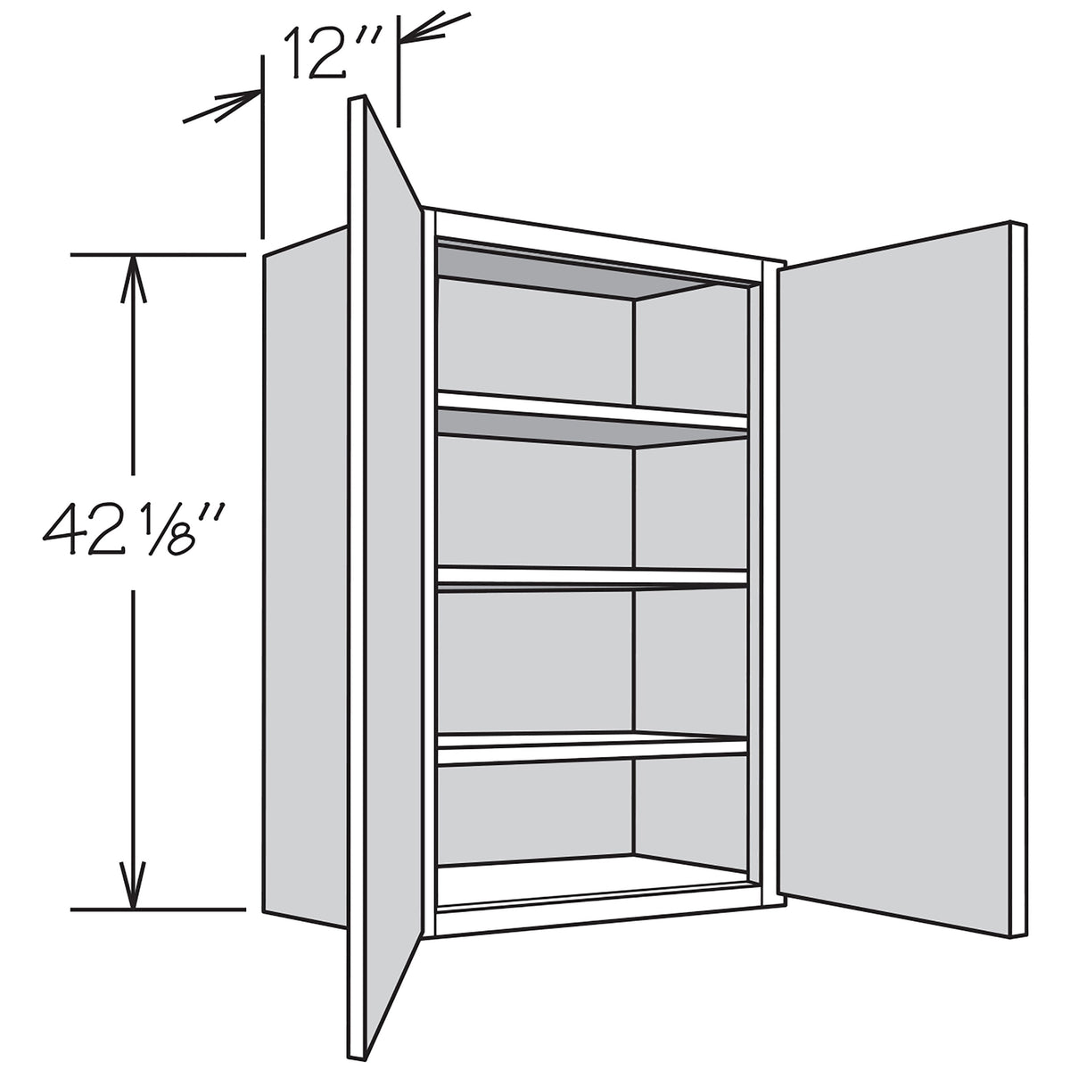 Shenandoah PRO Express Breckenridge 24-in W x 42.125-in H x 12-in D Linen Partial Overlay Wall Fully Assembled Plywood Cabinet (Recessed Panel Shaker Door Style)