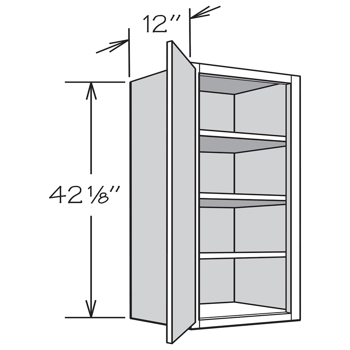 Shenandoah PRO Express Breckenridge 18-in W x 42.125-in H x 12-in D Stone Full Overlay Wall Fully Assembled Plywood Cabinet (Recessed Panel Shaker Door Style)