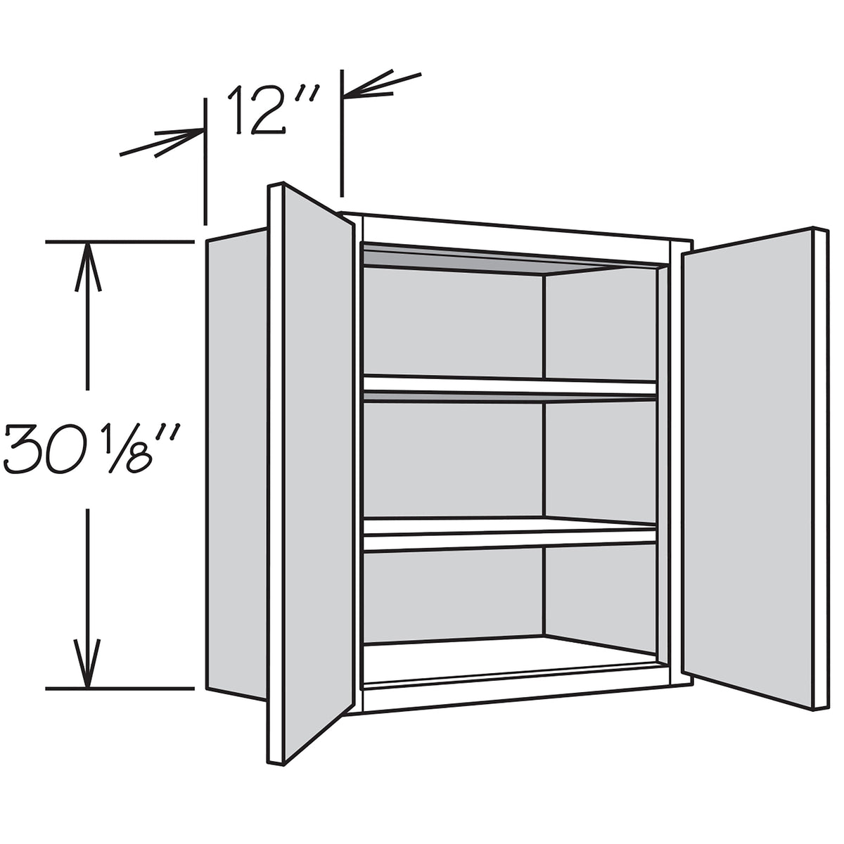 Shenandoah PRO Express Breckenridge 33-in W x 30.125-in H x 12-in D Linen Partial Overlay Maple Wall Fully Assembled Plywood Cabinet (Recessed Panel Shaker Door Style)