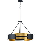 Progress Lighting Lowery 5-Light Black with Distressed Gold Accents Modern/Contemporary Drum Large Hanging Pendant Light