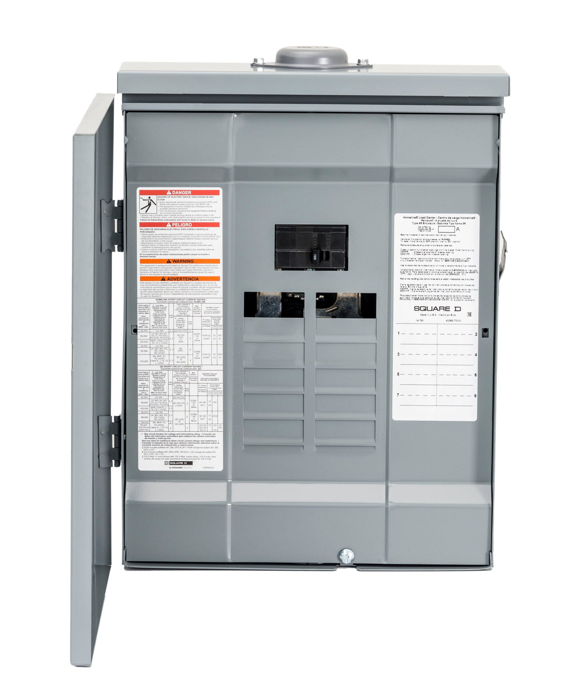 Square D Homeline 100-Amp 8-space load center - front view