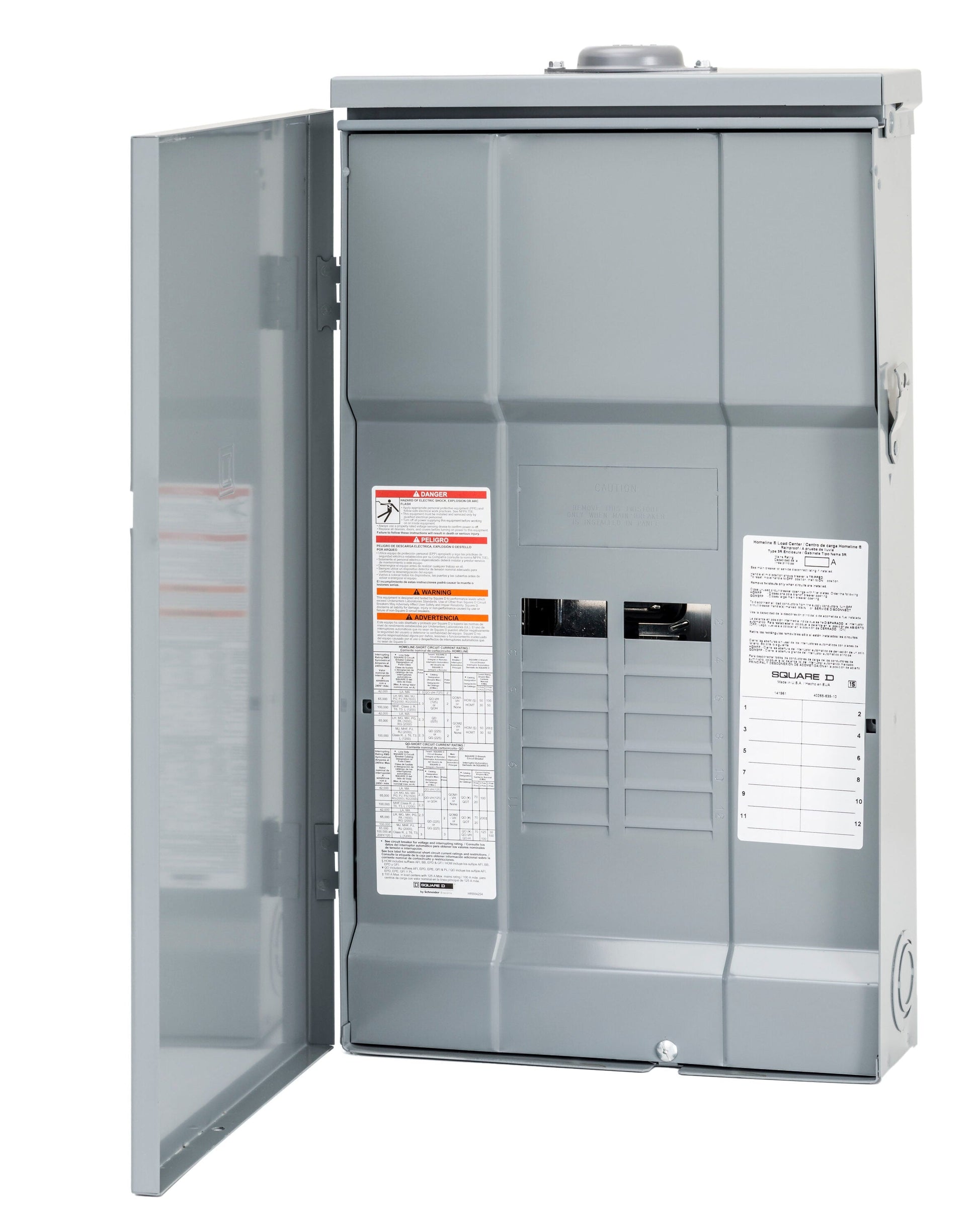 Square D Homeline 225-Amp 12-space load center - angle view