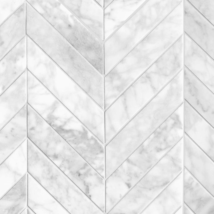 SUNWINGS Mosaic Tile Carrara White 7-in x 8-in Honed Natural stone Marble Marble look Chevron Mosaic Floor and Wall Tile product image
