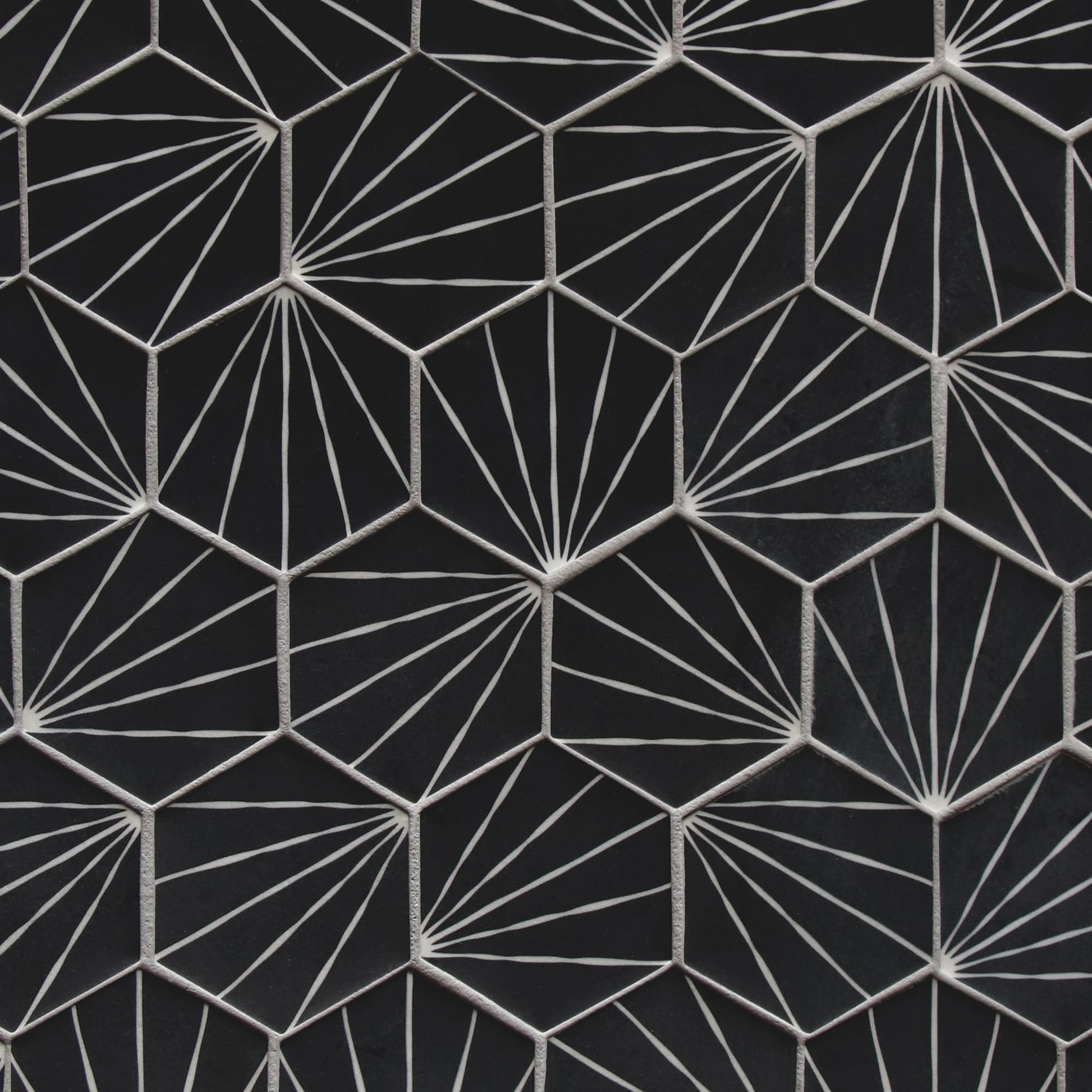 SUNWINGS Art Deco Black 10-in x 12-in Matte Recycled glass Hexagon Mosaic Floor and Wall Tile product image