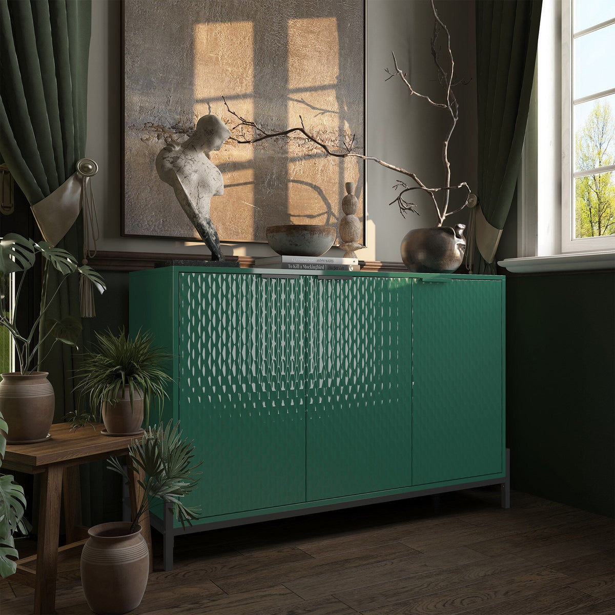 Clihome 15.67-in W x 31.5-in H Mdf Green Freestanding Utility Storage Cabinet