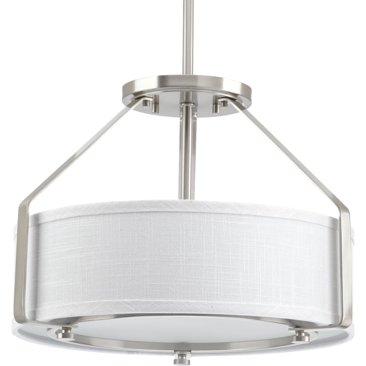 Progress Lighting Ratio 3-Light Brushed Nickel Transitional Drum Medium Hanging Convertible Pendant/semi-flush