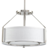 Progress Lighting Ratio 3-Light Brushed Nickel Transitional Drum Medium Hanging Convertible Pendant/semi-flush