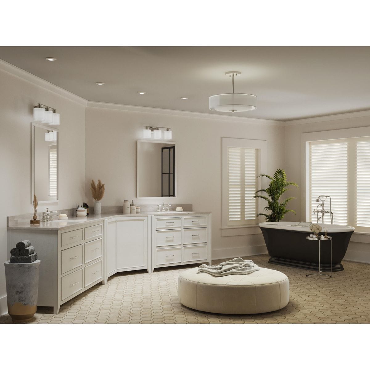 Progress Lighting Invite 3-Light Brushed Nickel Transitional Frosted Glass Drum Medium Hanging Convertible Pendant/semi-flush