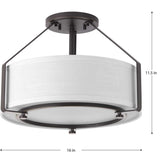 Progress Lighting Ratio 3-Light Antique Bronze Transitional Drum Medium Hanging Convertible Pendant/semi-flush