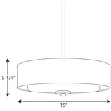 Progress Lighting Invite 3-Light Brushed Nickel Transitional Frosted Glass Drum Medium Hanging Convertible Pendant/semi-flush