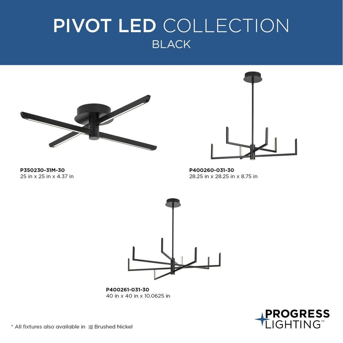 Progress Lighting Pivot Led 7-Light Burnished Gray Modern/ContemporaryLED Chandelier