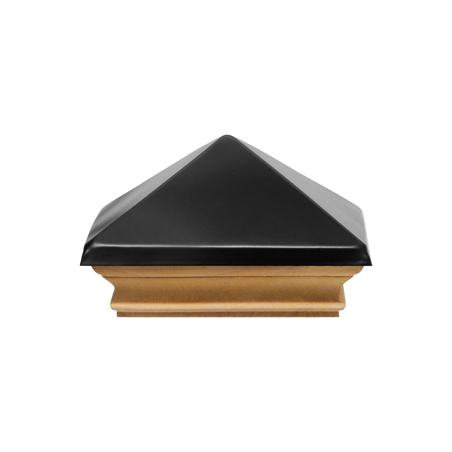 PERMAKAP 4-in x 4-in West Indies with Black Stainless Steel Pyramid Black Stainless Steel Mahogany Deck Post Cap