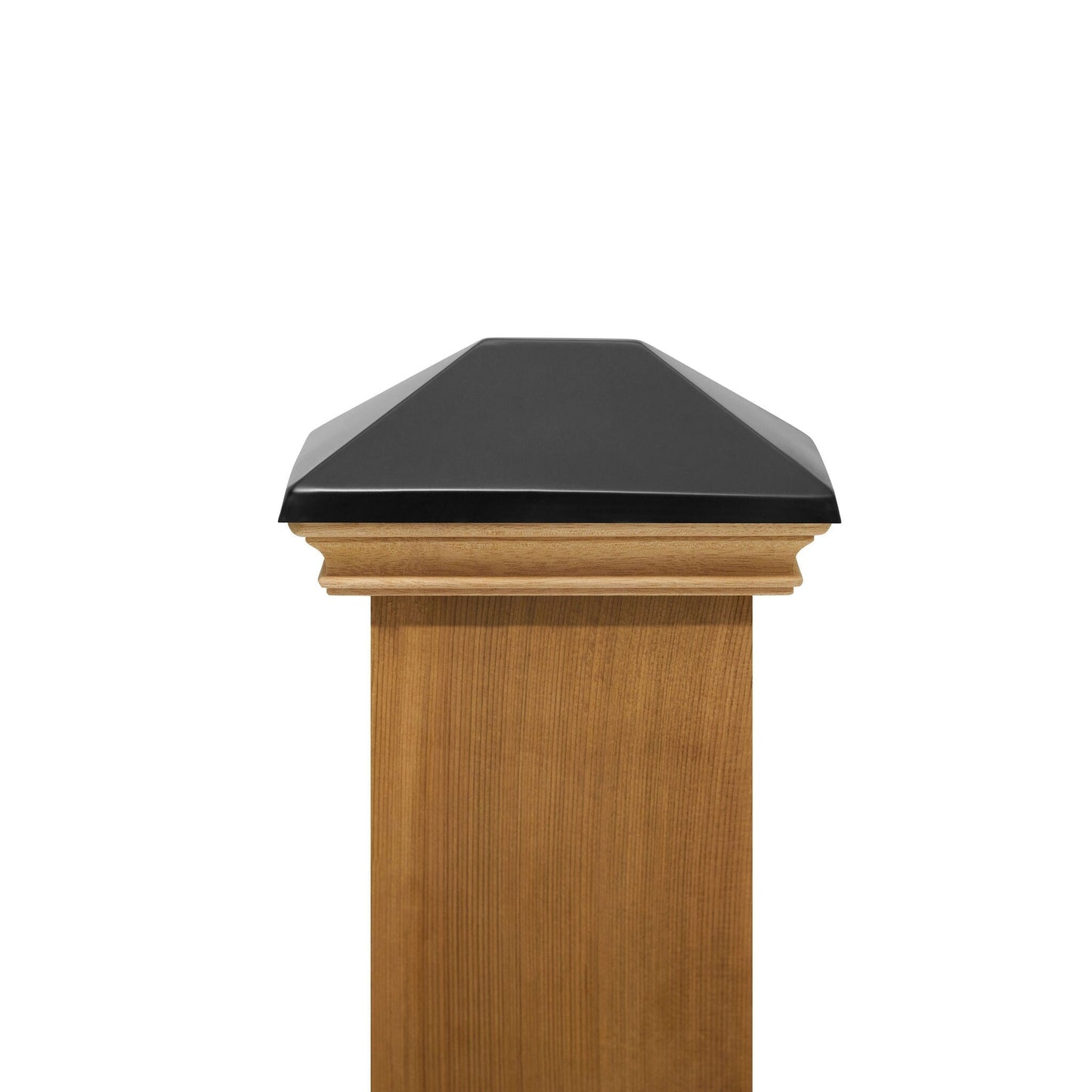 PERMAKAP 4-in x 6-in West Indies with Black Stainless Steel Pyramid Black Stainless Steel Mahogany Deck Post Cap