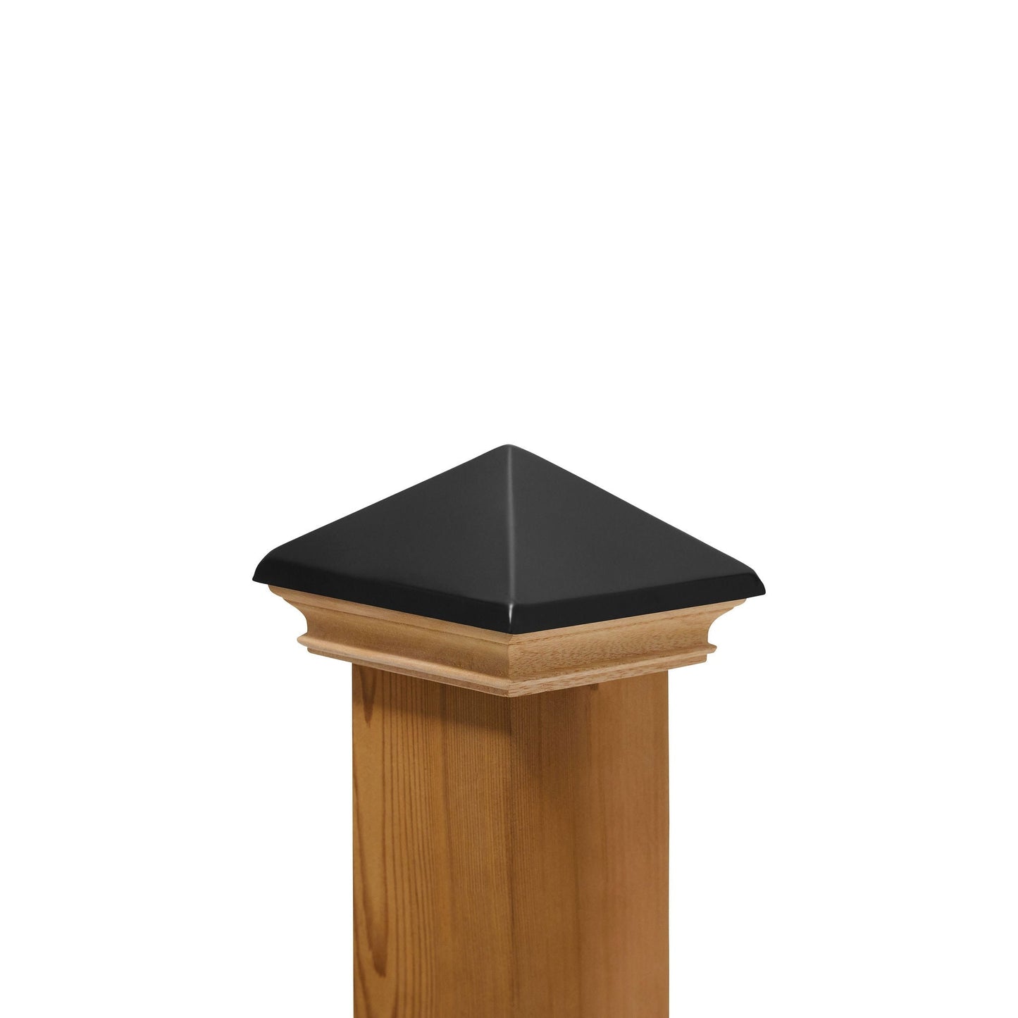 PERMAKAP 4-in x 4-in West Indies with Black Stainless Steel Pyramid Black Stainless Steel Mahogany Deck Post Cap