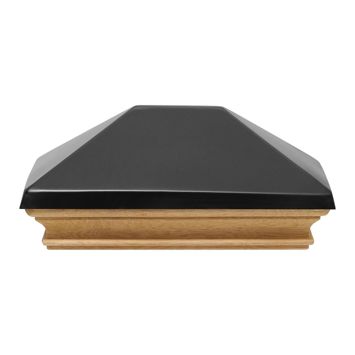 PERMAKAP 4-in x 6-in West Indies with Black Stainless Steel Pyramid Black Stainless Steel Mahogany Deck Post Cap
