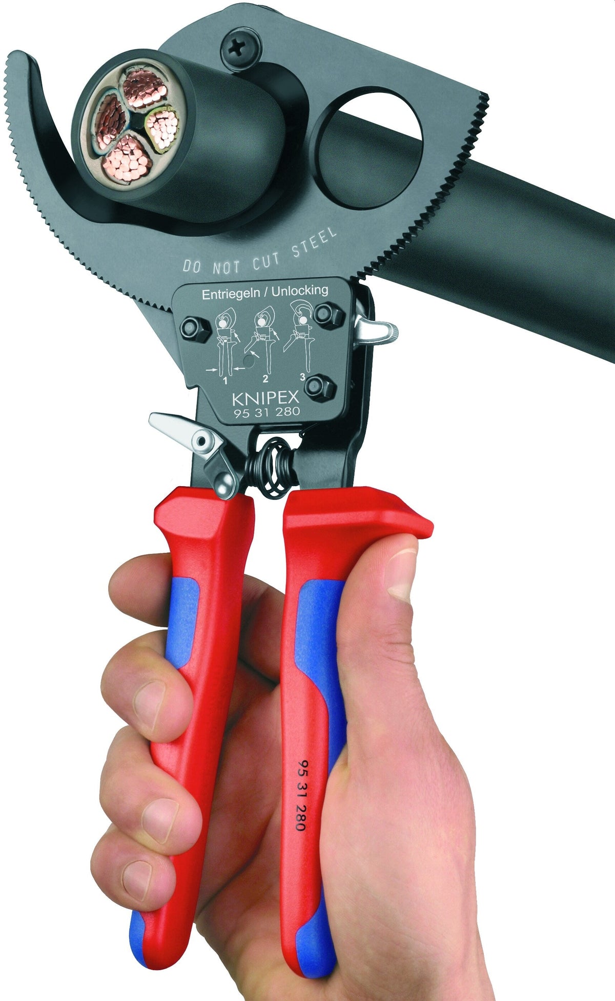 KNIPEX Ratchet Cable Cutting Pliers, 11 in