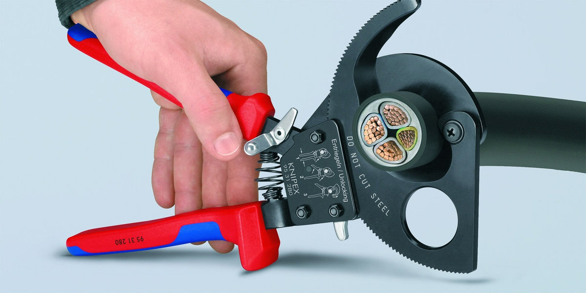 KNIPEX Ratchet Cable Cutting Pliers, 11 in