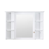WELLFOR ART Solid Wood 42-in x 30-in Surface Mount White Mirrored Soft Close Medicine Cabinet