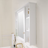 WELLFOR ART Solid Wood 42-in x 30-in Surface Mount White Mirrored Soft Close Medicine Cabinet