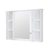 WELLFOR ART Solid Wood 42-in x 30-in Surface Mount White Mirrored Soft Close Medicine Cabinet