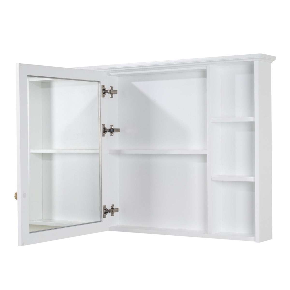 WELLFOR ART Solid Wood 42-in x 30-in Surface Mount White Mirrored Soft Close Medicine Cabinet