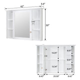 WELLFOR ART Solid Wood 42-in x 30-in Surface Mount White Mirrored Soft Close Medicine Cabinet