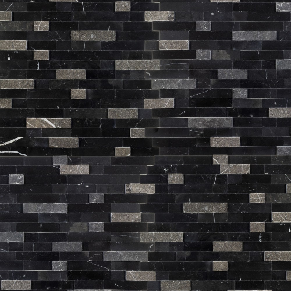Peel&Stick Tile Peel and Stick Sable Styx Black 11-in x 12-in Honed Natural stone Marble Peel and stick Mosaic Wall Tile product image