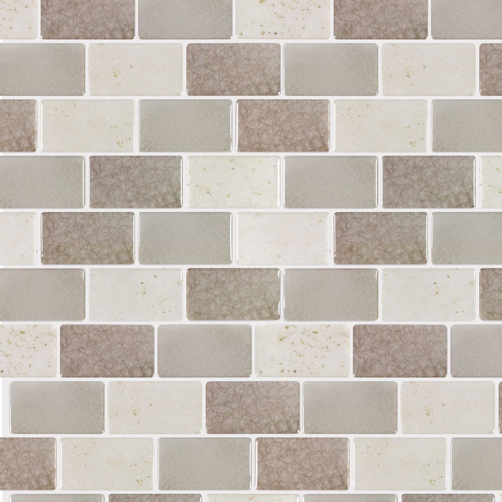 Peel&Stick Mosaics Loft natural beige and white 10-in x 10-in Glossy Composite Peel and stick Mosaic Wall Tile product image