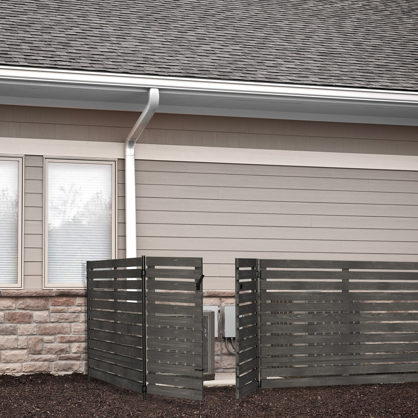 YARDLINK Vista 5-ft H x 2-in W Black Steel Decorative Metal Flat-top No Dig Decorative Universal Fence Post