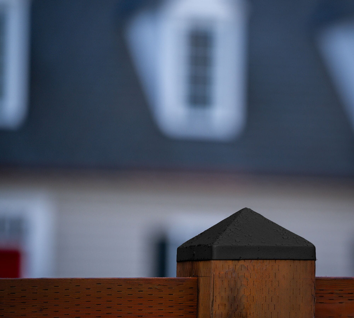 PERMAKAP 8-in x 8-in Black Stainless Steel Pyramid Black Stainless Steel Deck Post Cap
