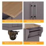 Jarenie Gray Mdf Base with Mdf Wood Top Rolling Kitchen Island (18-in x 35.1-in x 33.9-in)