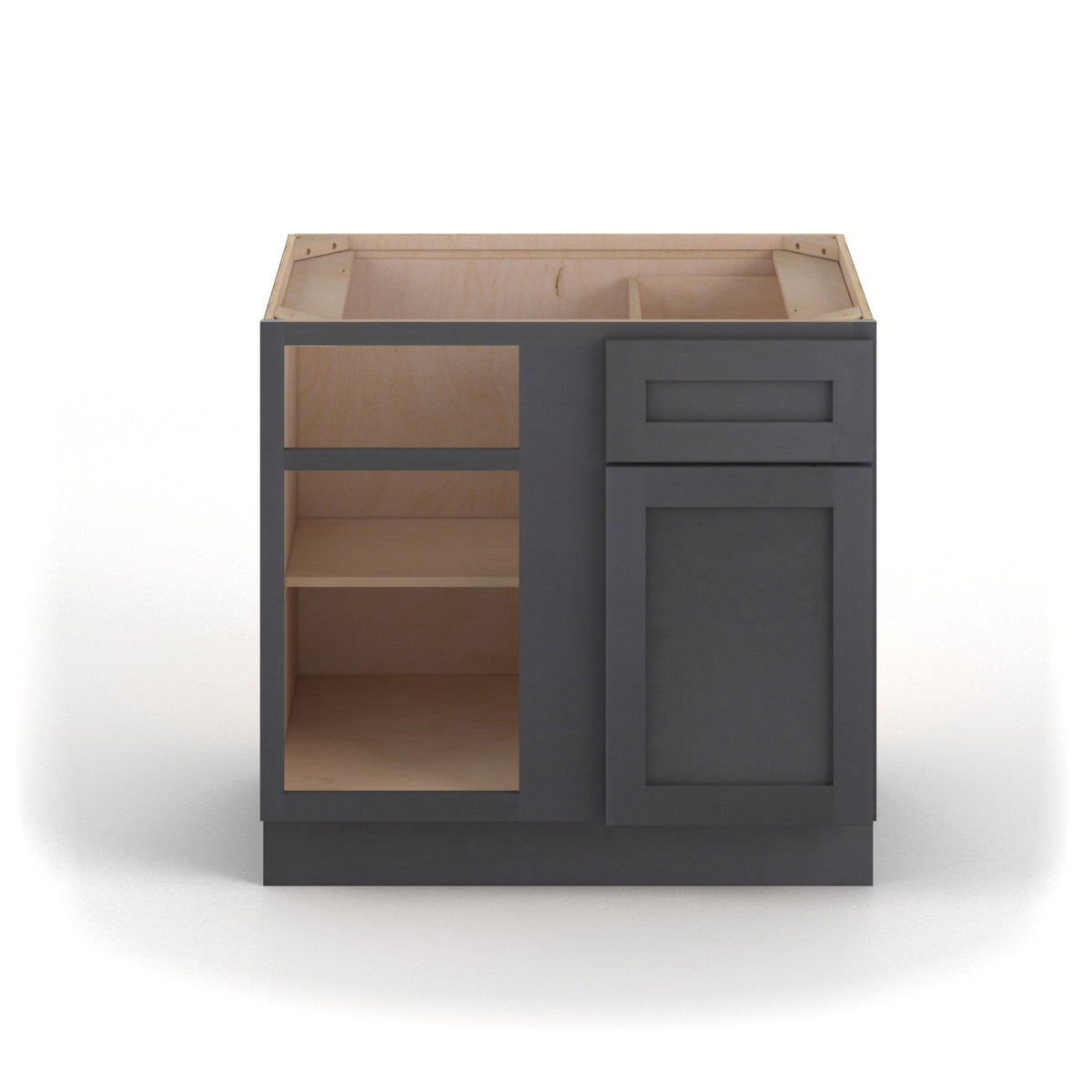 Valleywood Cabinetry 39-in W x 34.5-in H x 24-in D Ideal Gray Birch Blind 1-Drawer Corner Base Ready To Assemble Plywood Cabinet (Flat Panel Shaker Style)
