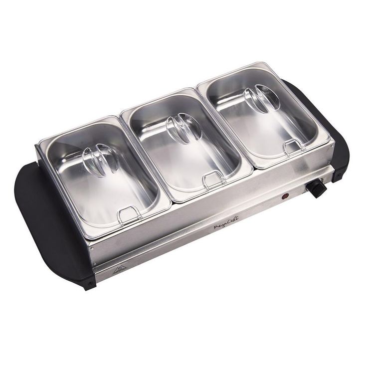 1.5 L Stainless Steel Warming Tray with 3 Crocks