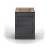 Valleywood Cabinetry 27-in W x 34.5-in H x 24-in D Ideal Gray Birch 3-Drawer Base Ready To Assemble Plywood Cabinet (Flat Panel Style)