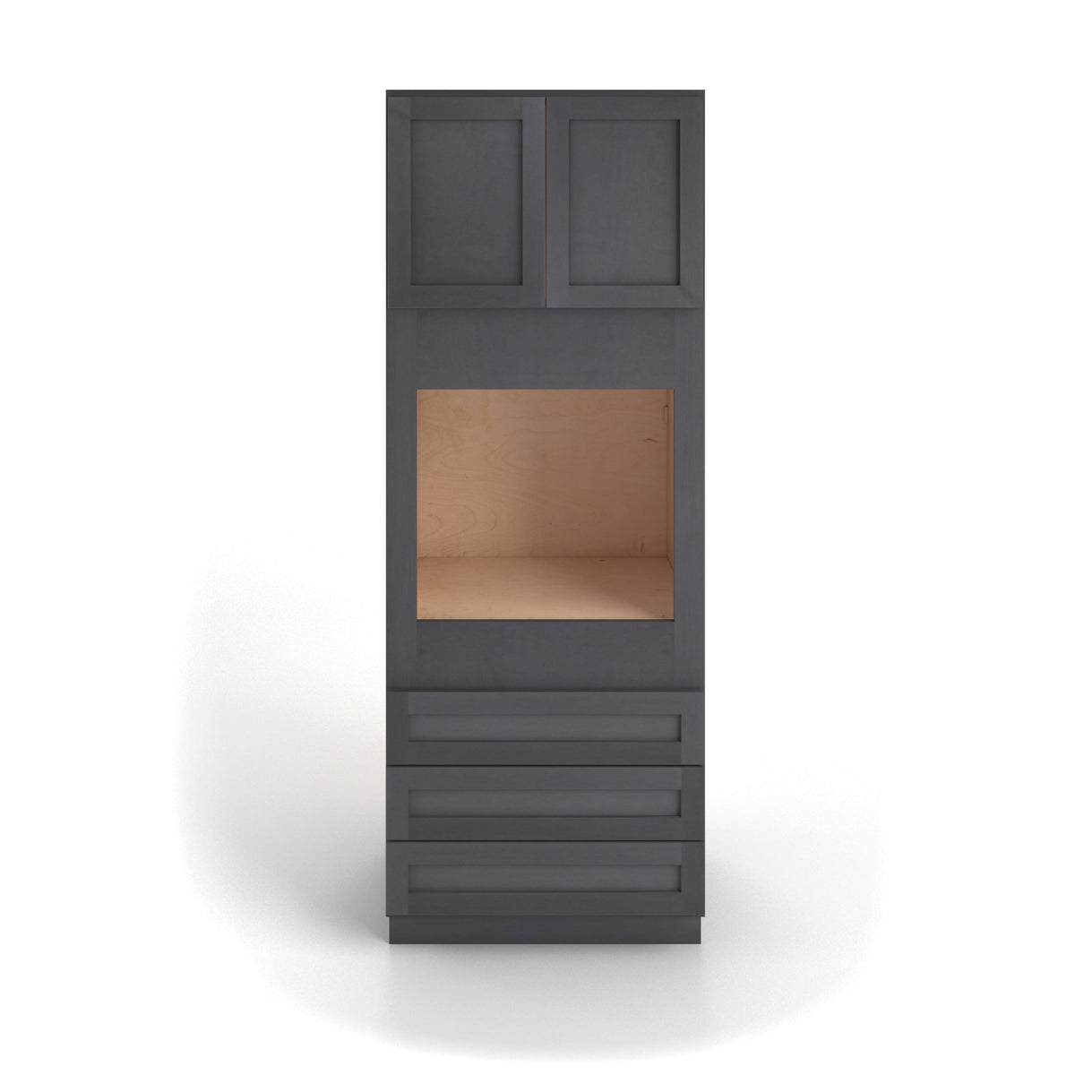 Valleywood Cabinetry 33-in W x 96-in H x 24-in D Ideal Gray Birch 3-Drawers Single or Double Oven Pantry Ready To Assemble Plywood Cabinet (Flat Panel Shaker Style)