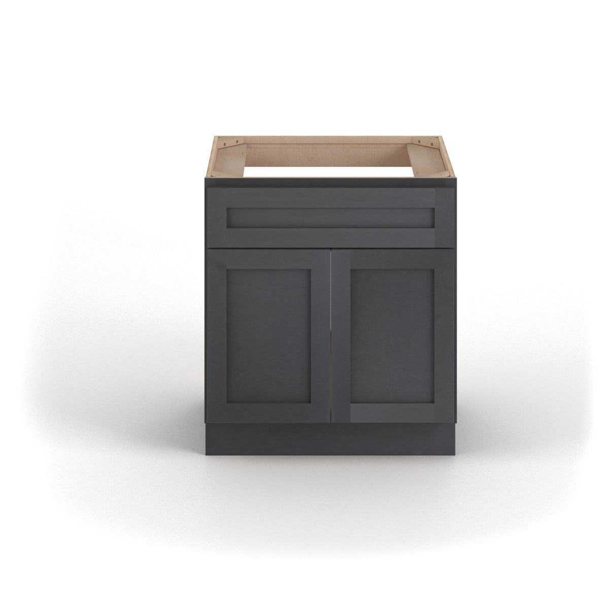 Valleywood Cabinetry 33-in W x 34.5-in H x 24-in D Ideal Gray Birch Sink Base Ready To Assemble Plywood Cabinet (Flat Panel Shaker Style)