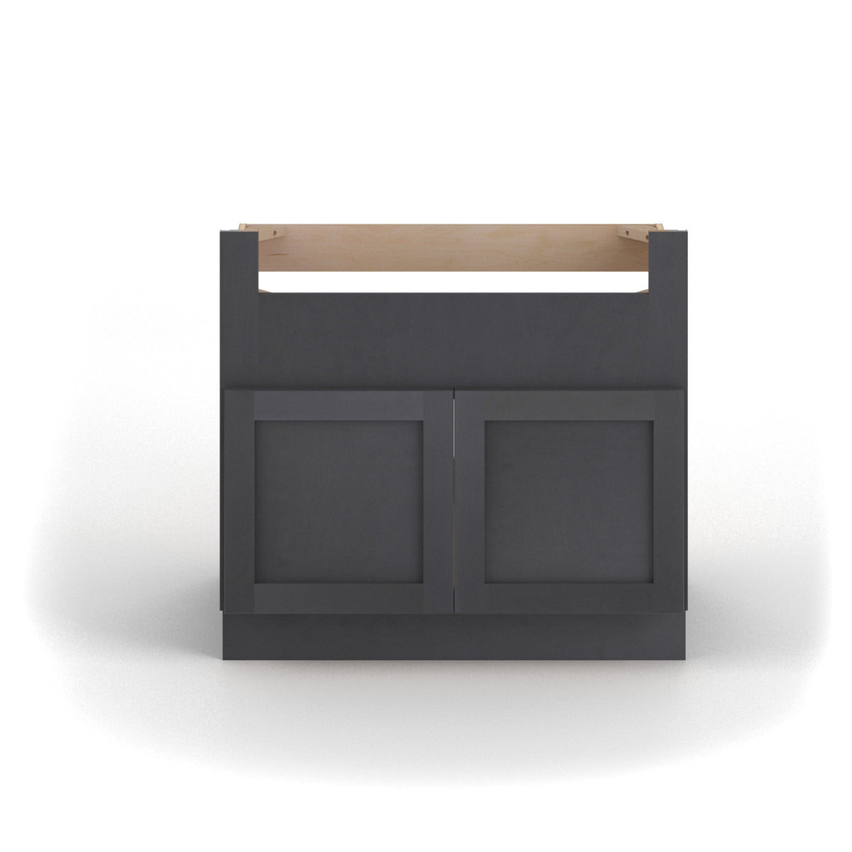 Valleywood Cabinetry 36-in W x 34.5-in H x 24-in D Ideal Gray Birch Apron Front Sink Base Ready To Assemble Plywood Cabinet (Flat Panel Shaker Style)