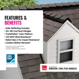 Owens Corning TruDefinition Duration COOL Plus Architectural Roof Shingles, Midnight — 32.8-sq ft per Bundle