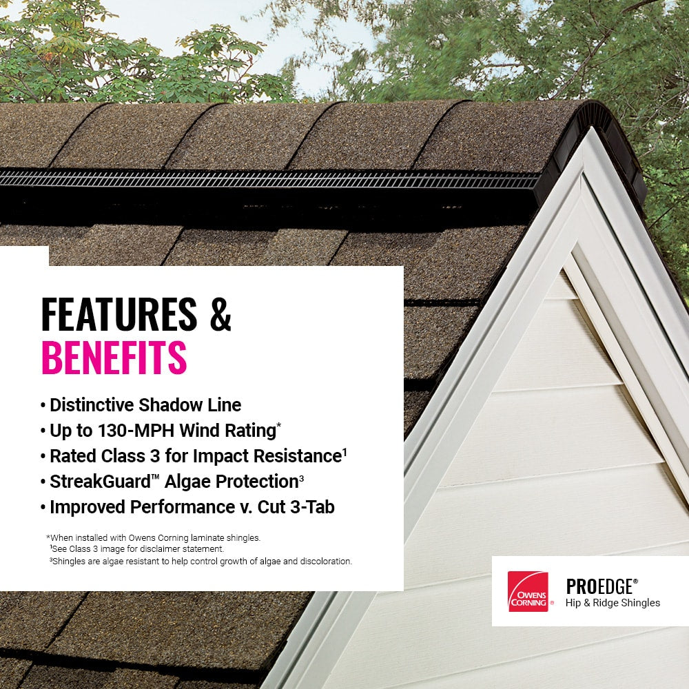 Owens Corning ProEdge Hip & Ridge Roof Shingles, Estate Gray, 33 Linear Ft per Bundle