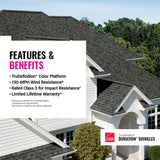 Owens Corning TruDefinition Duration Architectural Roof Shingles, Midnight Plum, Algae Resistant, 32.8-sq ft per Bundle
