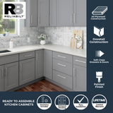 RELIABILT Overlake 15-in W x 34.5-in H x 24-in D Gray 1-Drawer Base Ready To Assemble Plywood Cabinet (Recessed Panel Shaker Door Style)