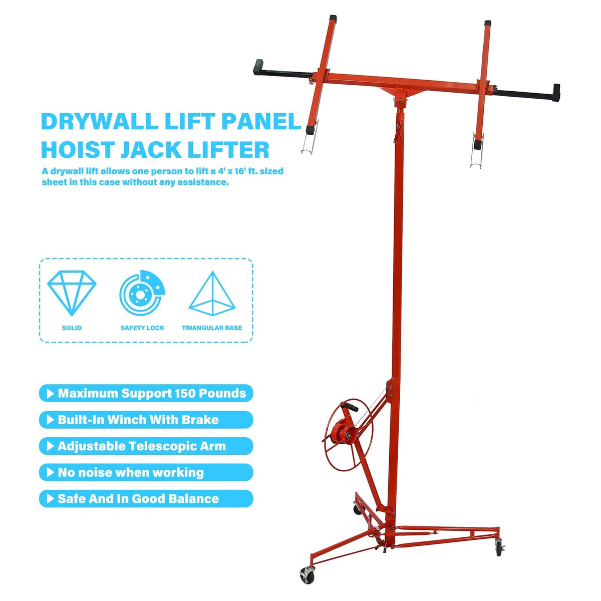 Maocao Hoom 13ft Drywall Lift 13-ft H x 53-in L x 53-in W Steel Drywall Lift