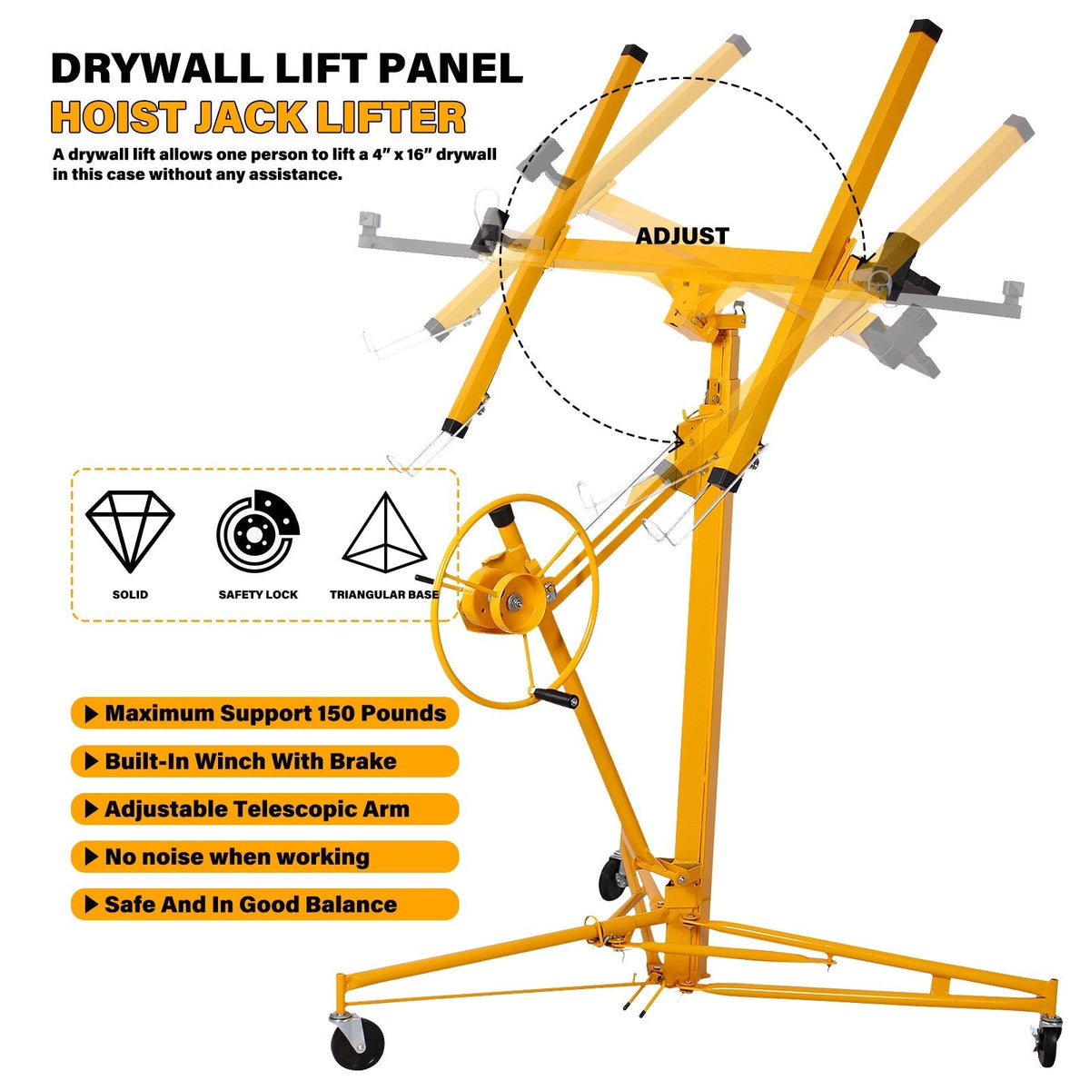 Maocao Hoom 13ft Drywall Lift 13-ft H x 53-in L x 53-in W Steel Drywall Lift