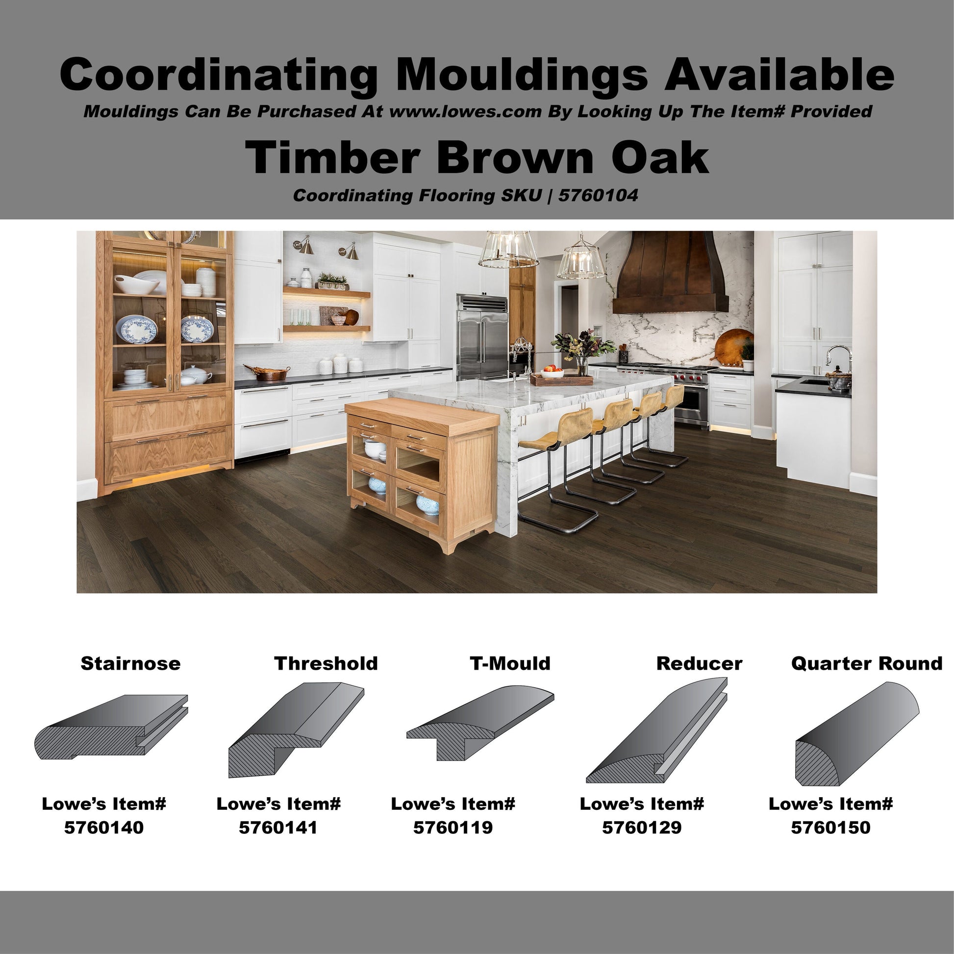 Green Leaf Oak Timber Brown hardwood flooring — carton and plank detail