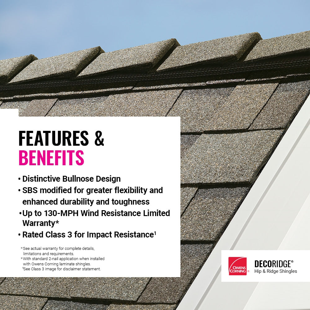 Owens Corning DecoRidge 8-in Midnight Hip & Ridge Roof Shingles, 20 Linear Ft per Bundle