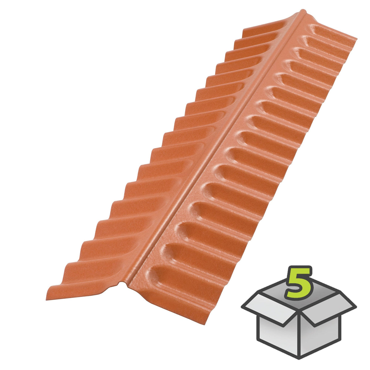 SUNTOP 5-Pack 12-in x 50-in Polycarbonate Roof Panel Ridge Caps, Red Brick