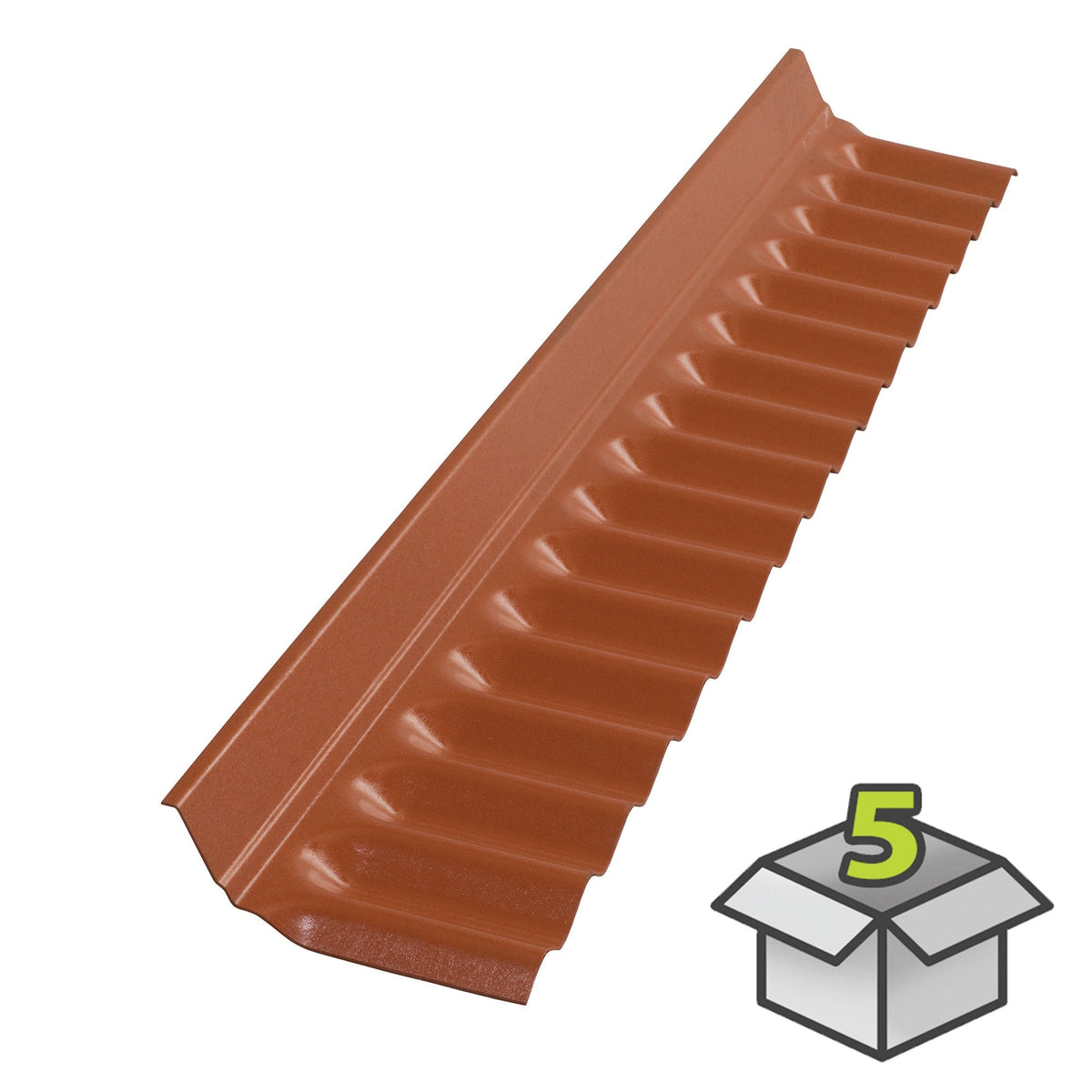 SUNTOP 5-Pack 8-in x 50-in Polycarbonate Roof Panel Ridge Caps – Red Brick