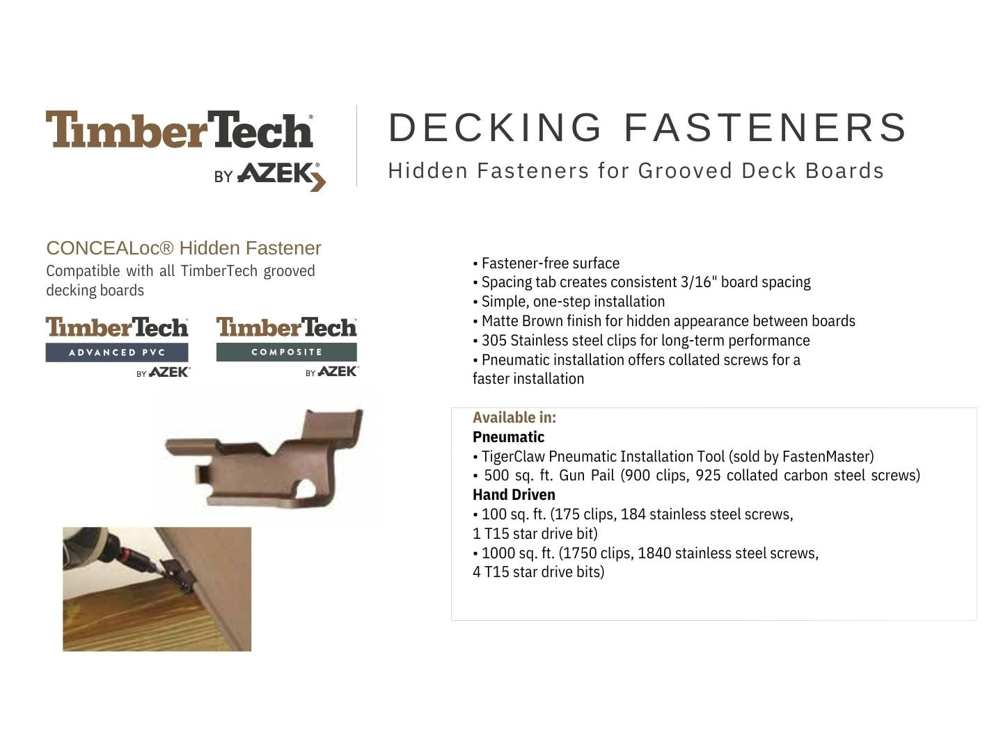 TimberTech CONCEALoc 0.25-in Black Hidden Deck Fastener