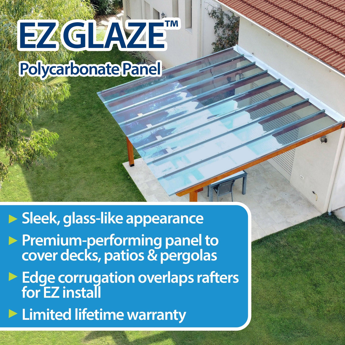 EZ GLAZE 2.24-ft x 12-ft Corrugated Clear Polycarbonate Roof Panel, 5-Pack