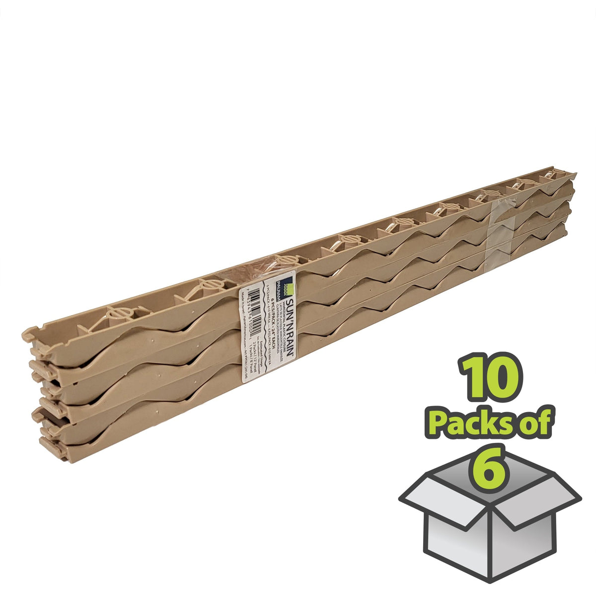 SUN 'N RAIN Plastic Horizontal Closure-6, Beige – 10 Packs of 6 (24 in length)